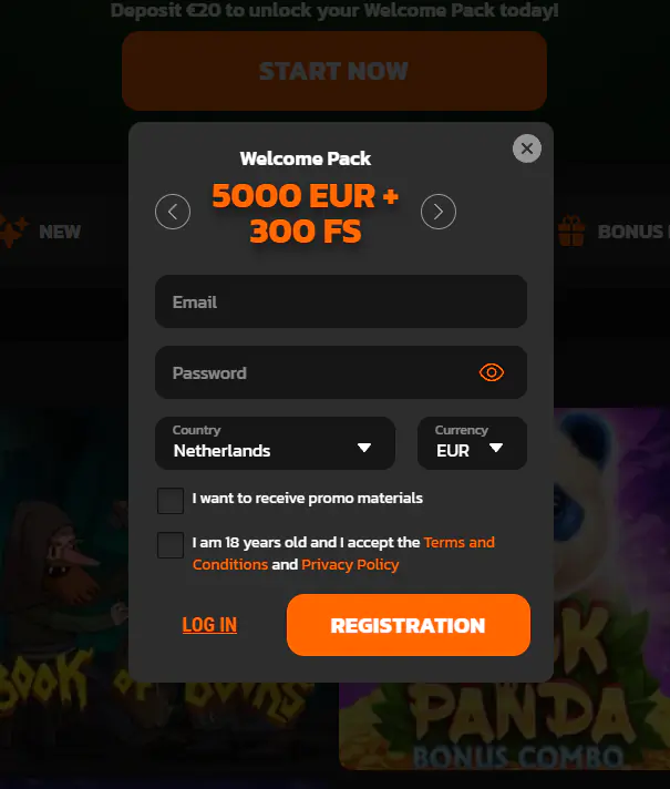 Hidden Jack Casino registratieformulier